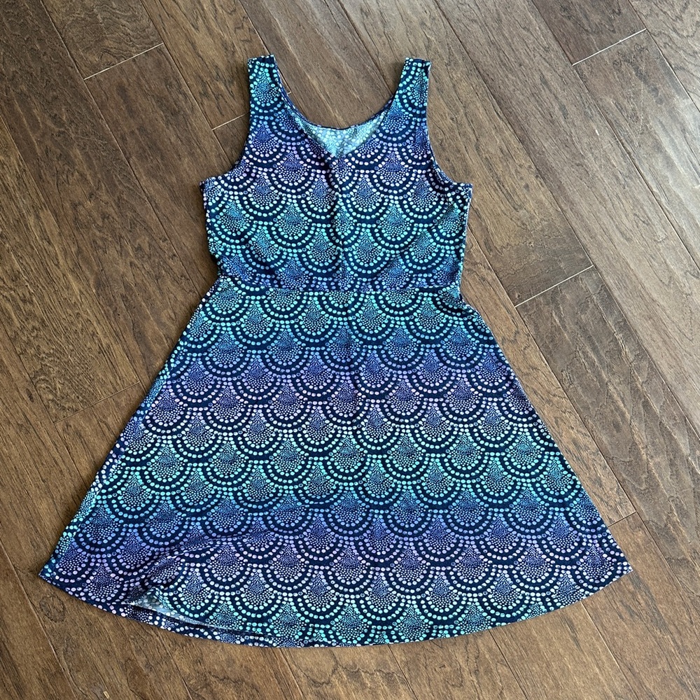 🌞Summer sale! 50% off! Blue and Purple Scalloped Patterned Dress🌞